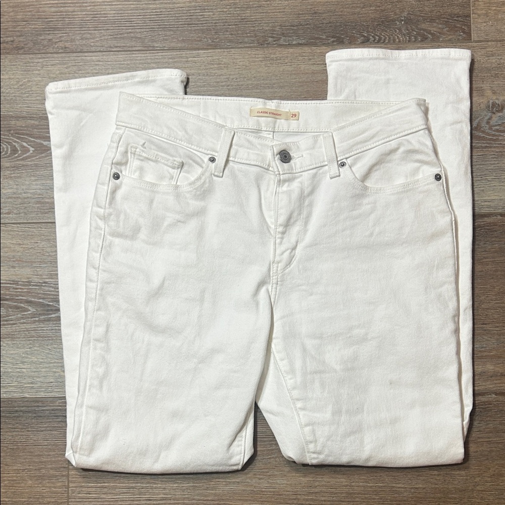Levi's White Straight Leg Jeans